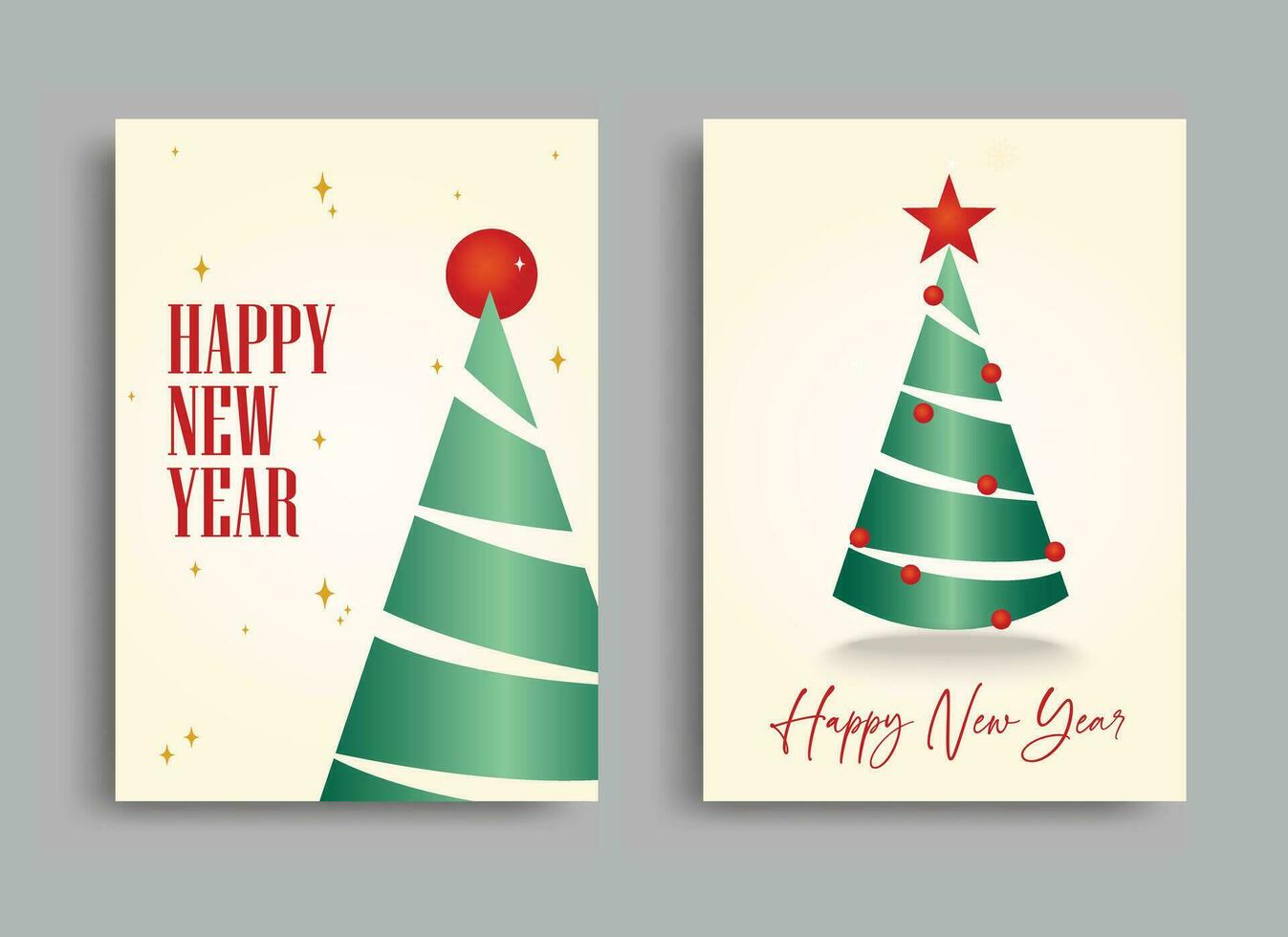 Set of Happy New Year getting the card. Elegant simple style on a bright background. Vector illustration.