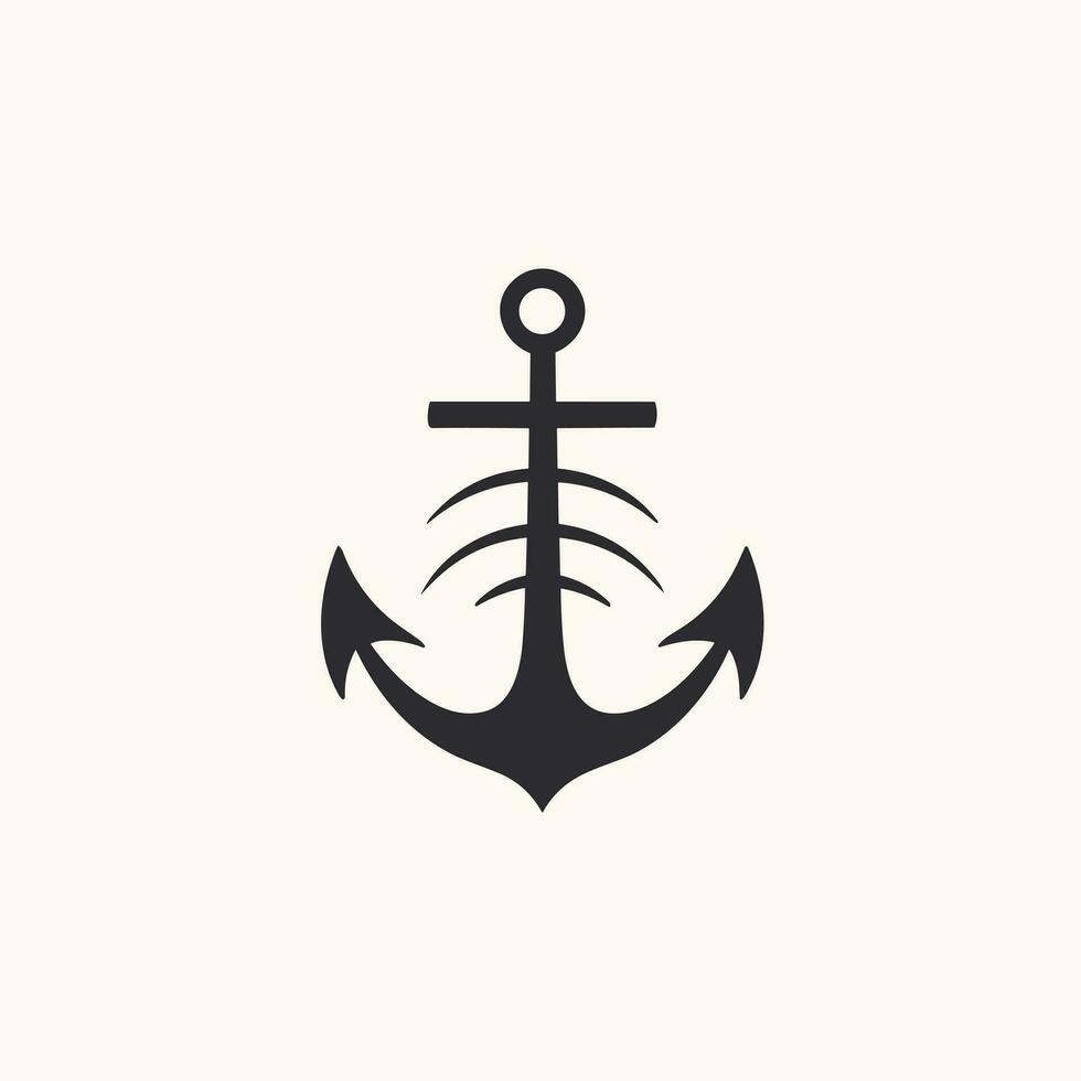 It security monochrome glyph logo. Business intelligence. Anchor symbol. Design element. Created with artificial intelligence. Strict ai art for corporate branding, software company, service provider vector