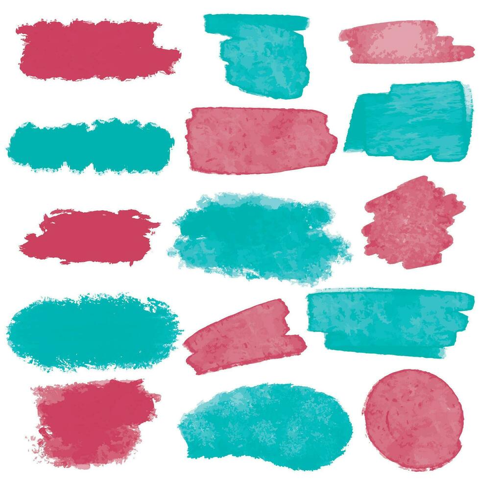 Set watercolor stains green and red color vector