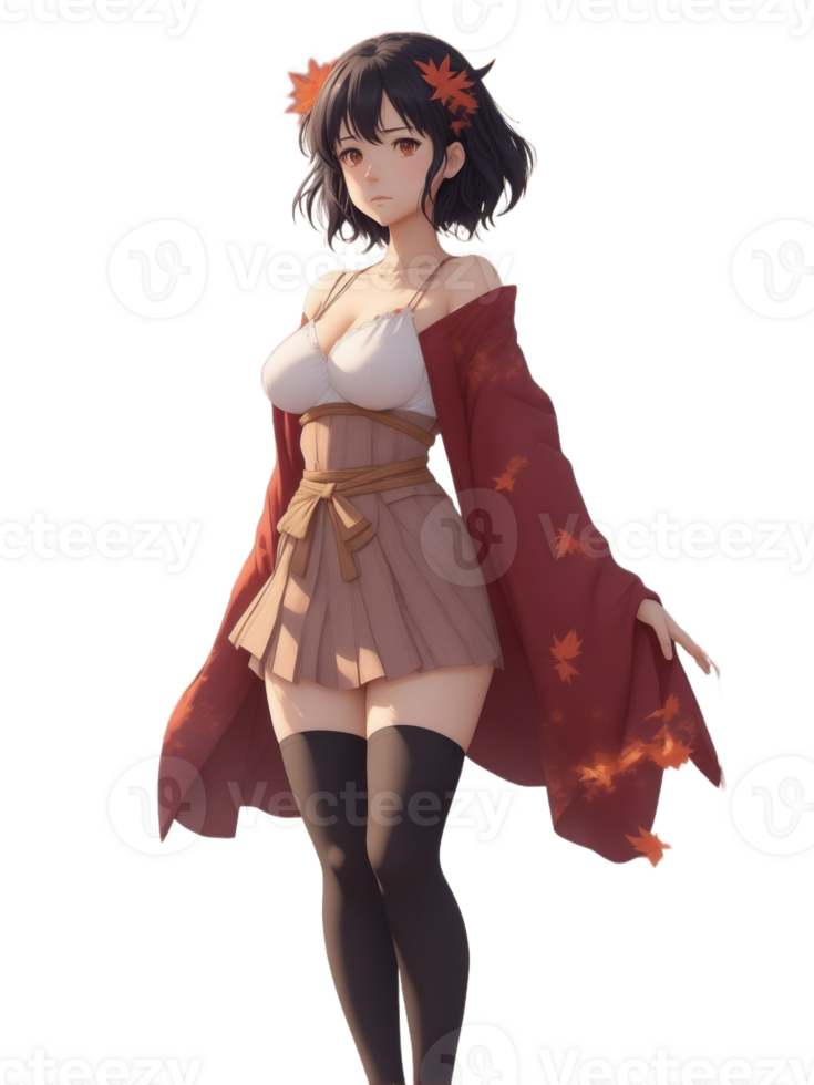 beau fille anime png transparent Contexte ai génératif