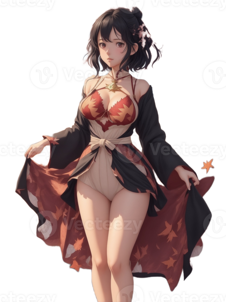 beau fille anime png transparent Contexte ai génératif