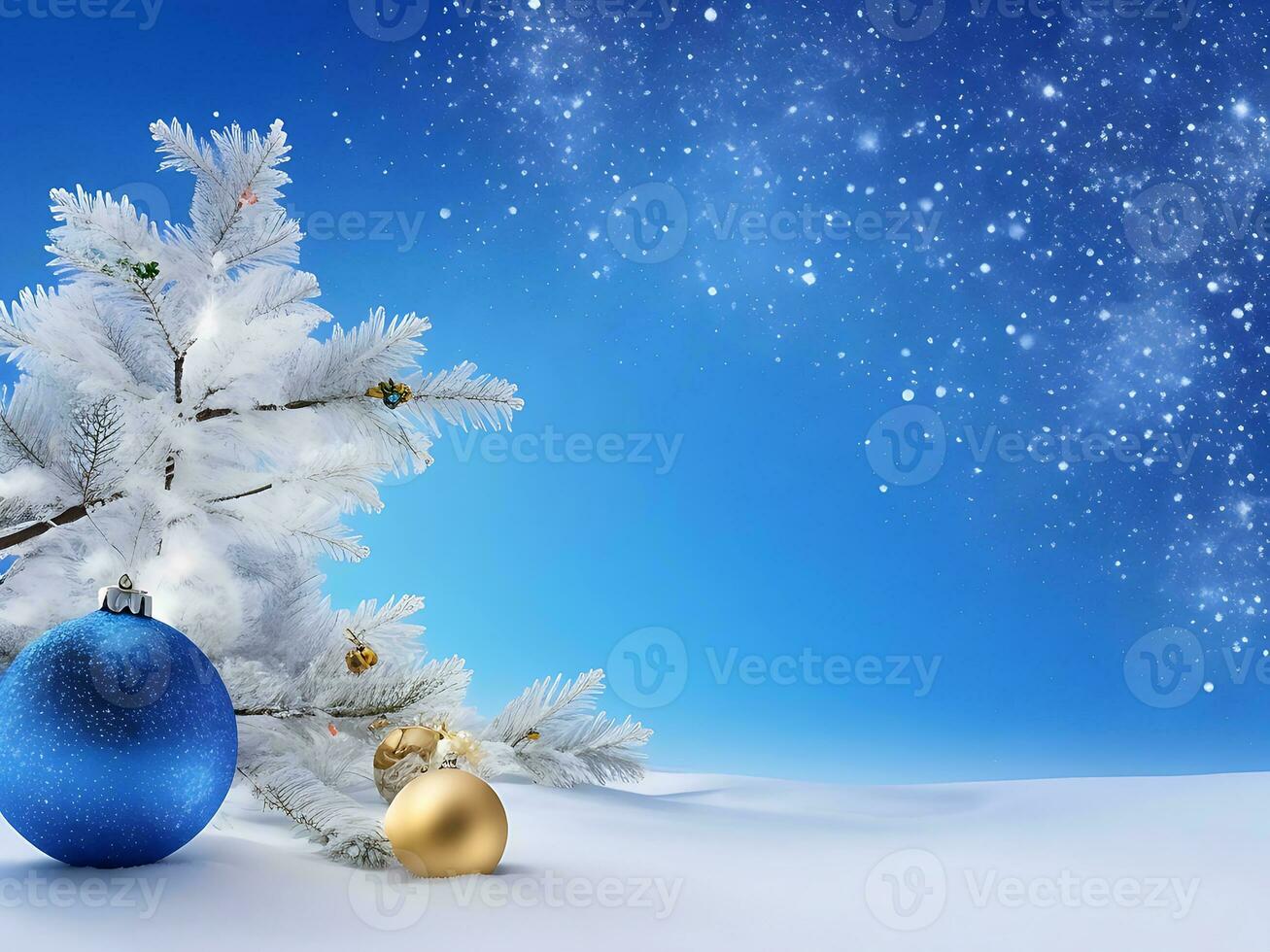Merry Christmas and new year background gift boxes and star lights with snowflakes and Christmas balls Generative Ai photo