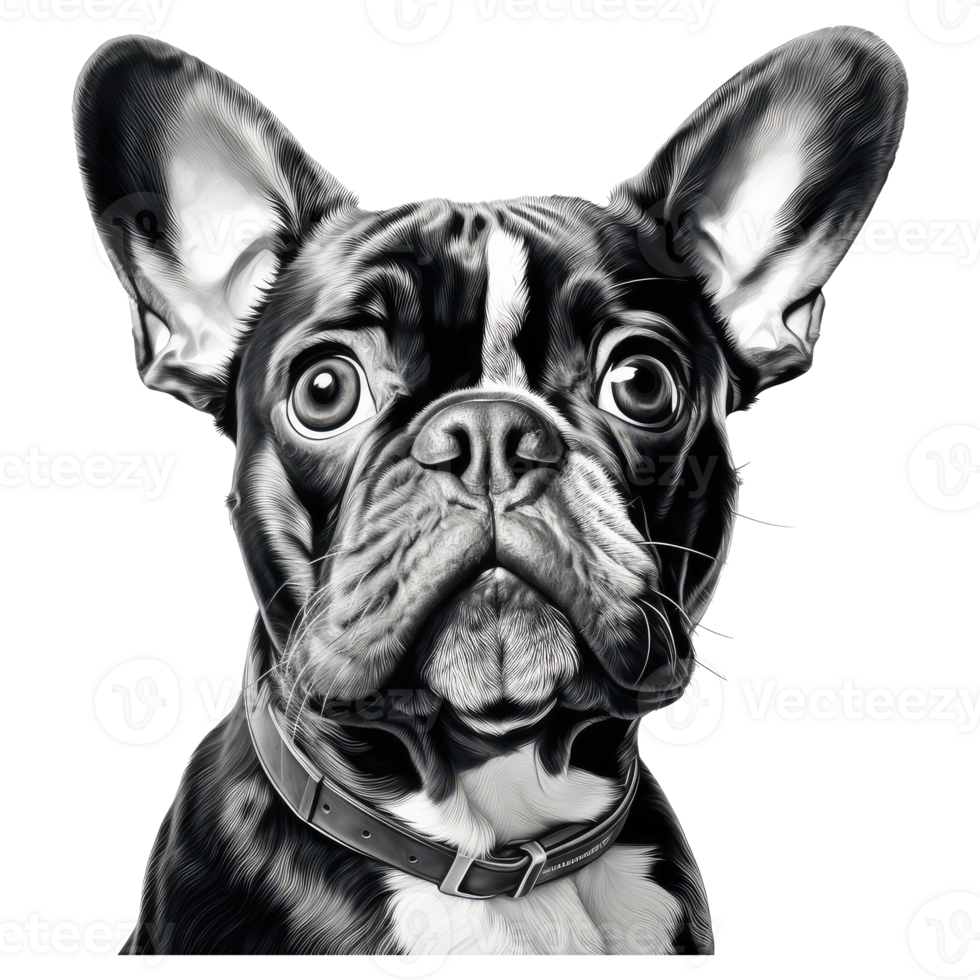 French Bulldog dog looks surprised with big eyes . AI Generated png