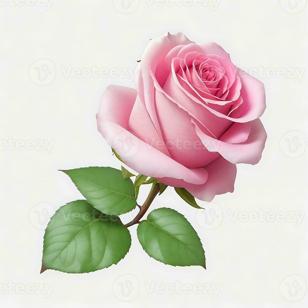 Pink rose isolated background, AI Generated photo