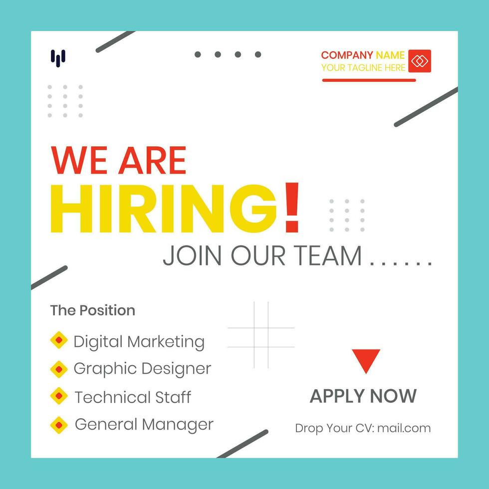 We are hiring job vacancy social media post banner design template with black and dark color. black, dark and white we are hiring banner. We are hiring job vacancy square web banner design vector