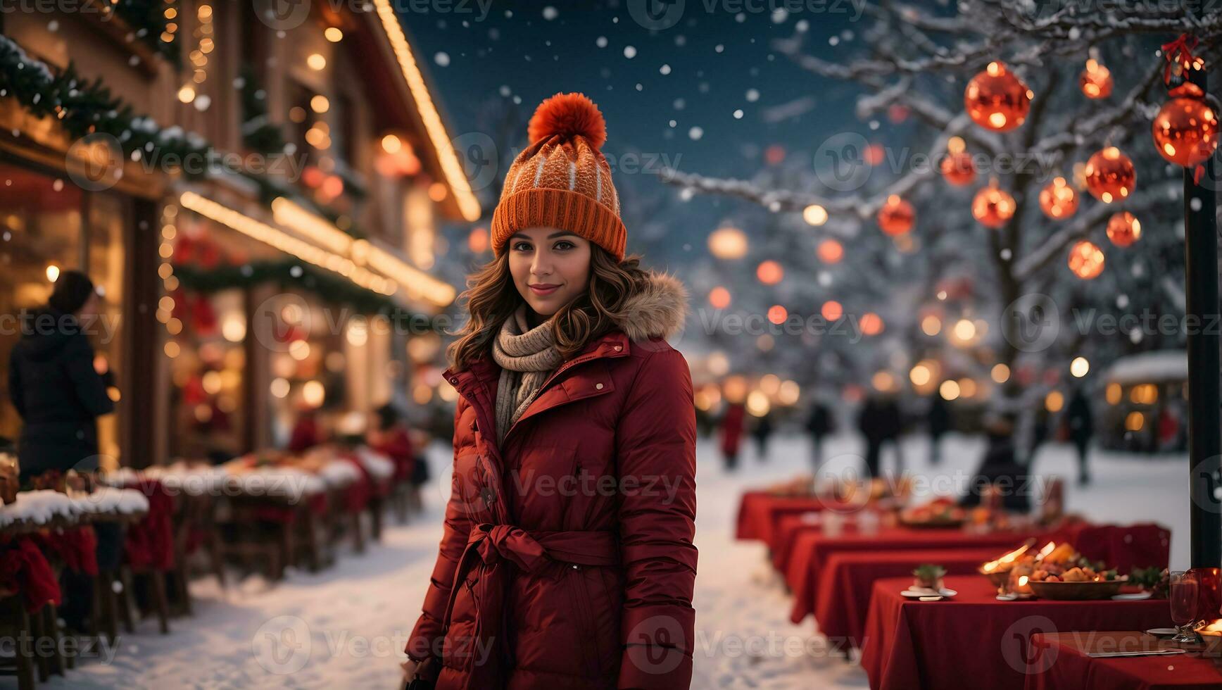 Merry Christmas and new year background gift boxes and star lights with snowflakes and Christmas balls Generative Ai photo