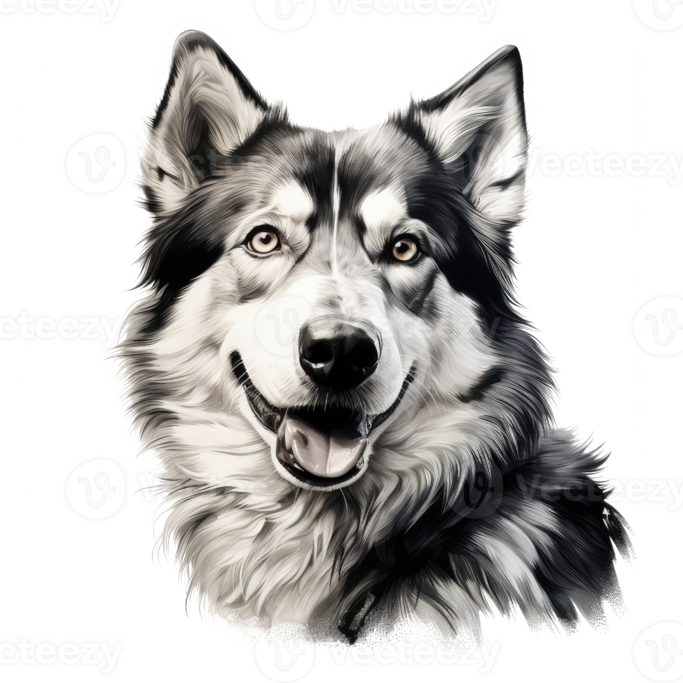 siberian husky surprised with big eyes . AI Generated png