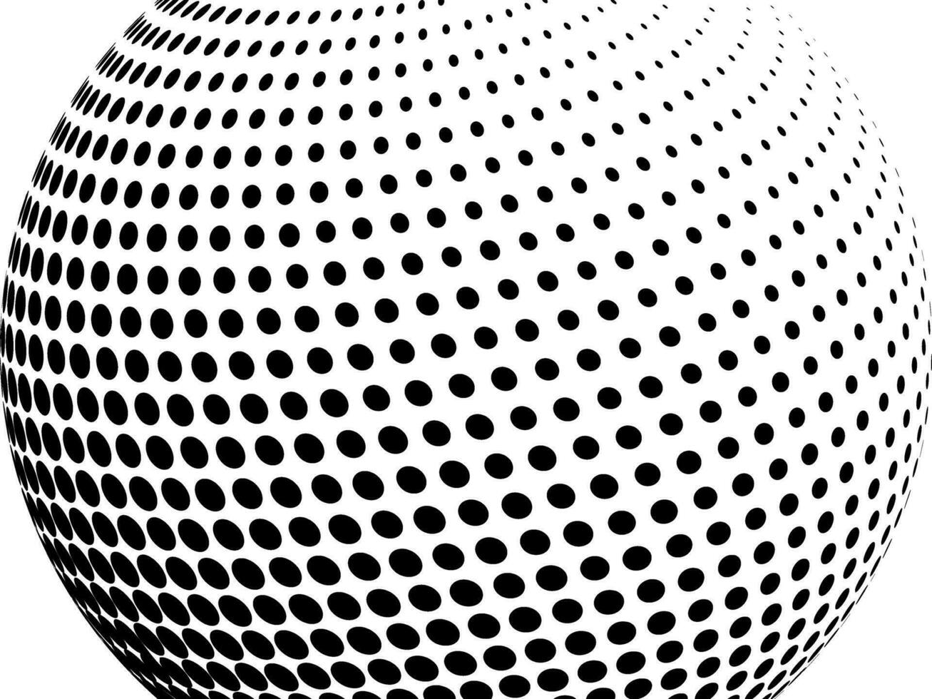 Vector Sphere Globe Dotted Halftone Pattern Transparent Background 3D Shape