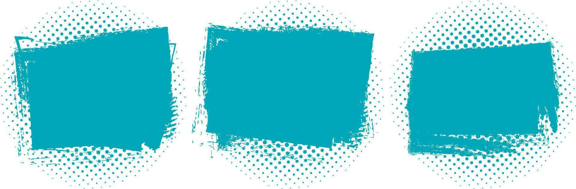 Grunge Paint Brush Stroke Banner Template Set Halftone Dot Texture Transparent Background vector