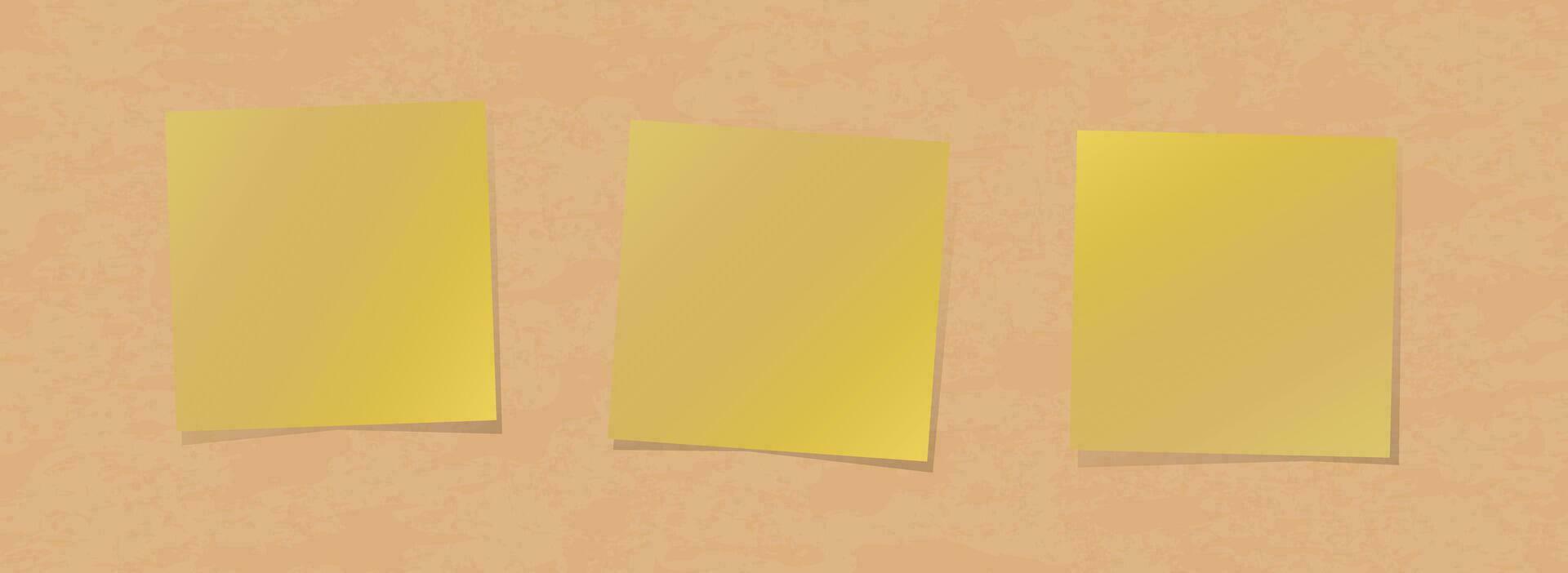 Blank Empty Shaded Sticky Memo Notes On Bulletin Board Vector Illustration Template