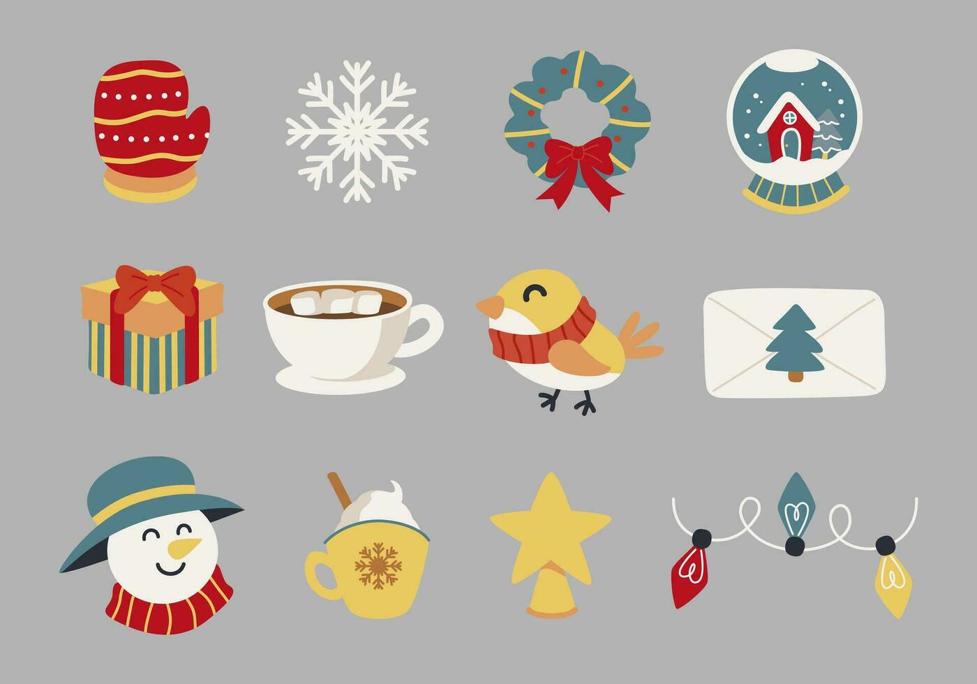 Happy Christmas Day Element Set vector