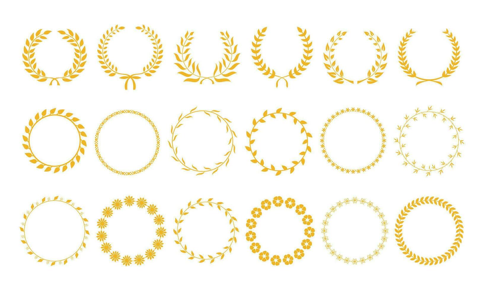 Laurel Flower Frame Element Set vector