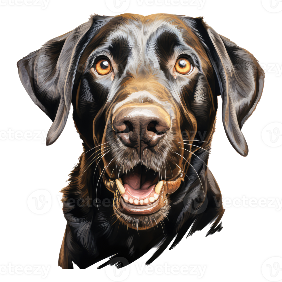 Labrador Retriever looks surprised with big eyes . AI Generated png