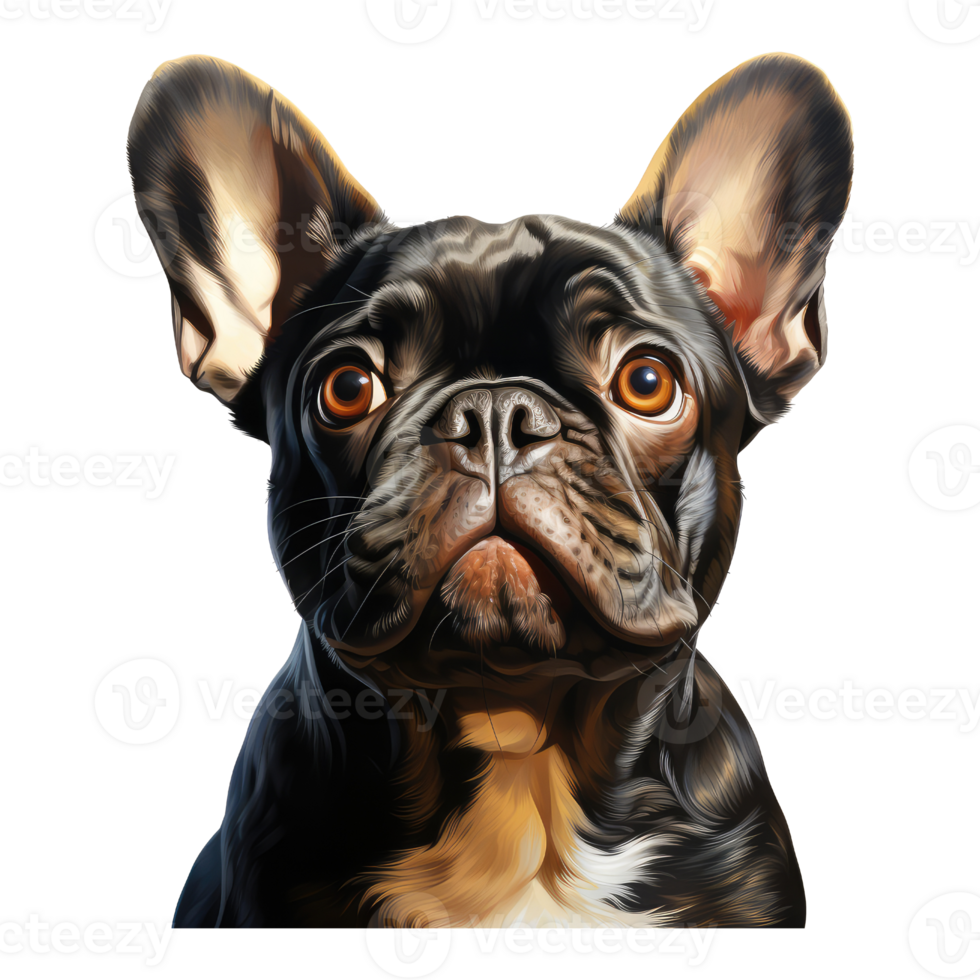 French Bulldog dog looks surprised with big eyes . AI Generated png