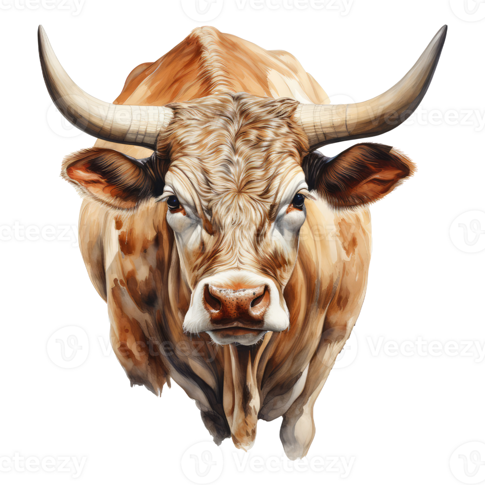 Texas Longhorn mucca sembra sorpreso con grande occhi . ai generato png