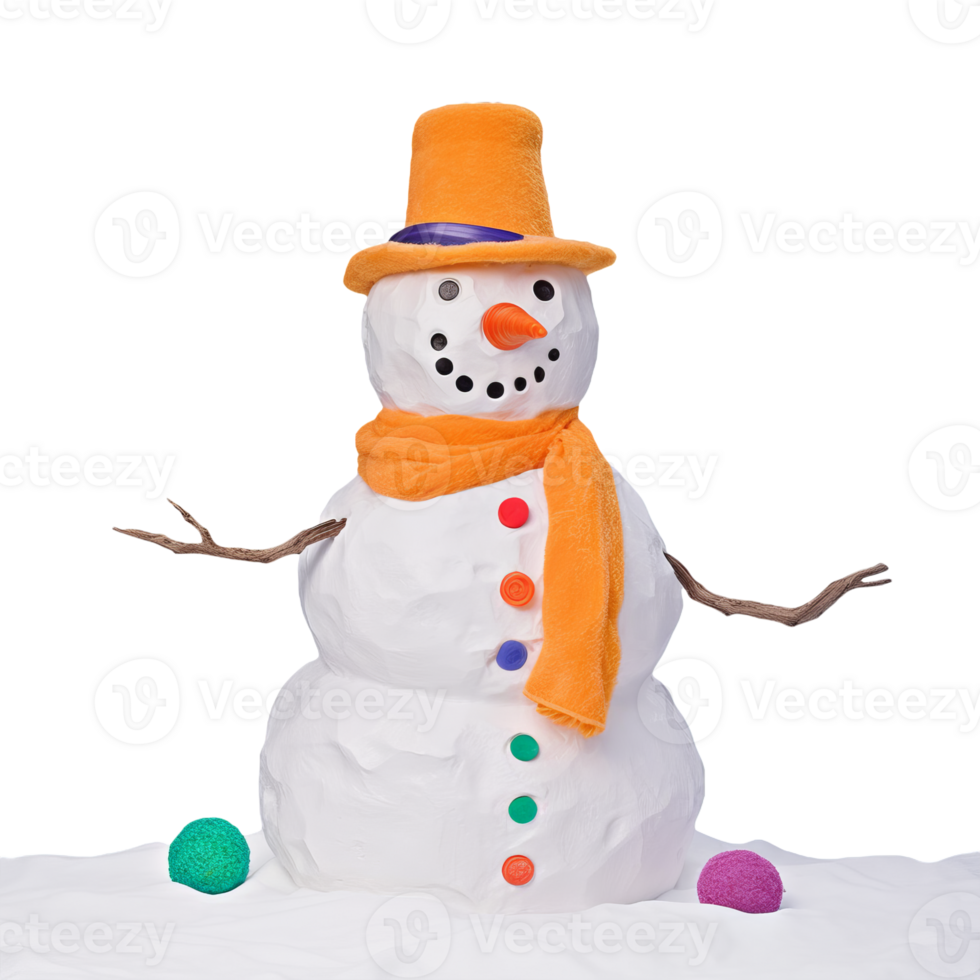 3d render of a snowman isolated on transparent background png