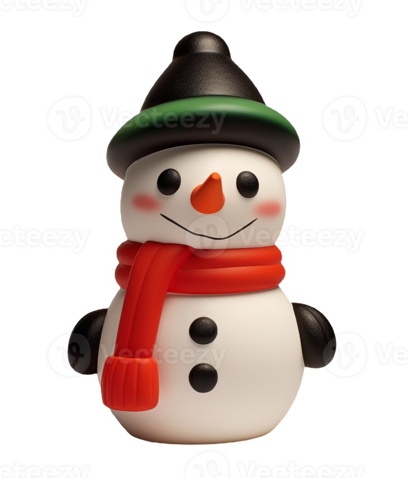 3d render of a snowman isolated on transparent background png