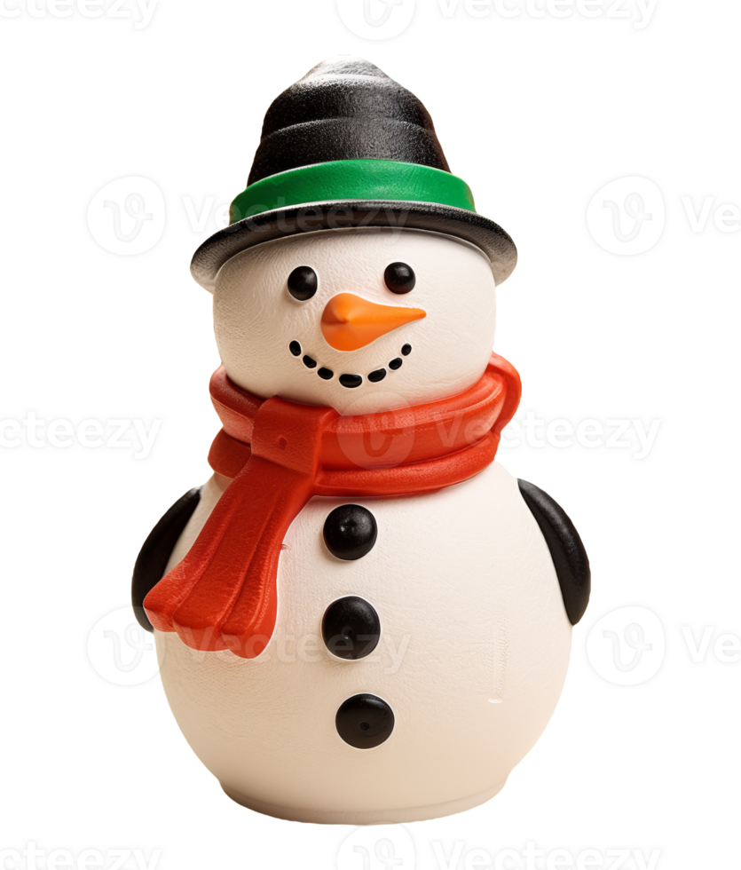 3d render of a snowman isolated on transparent background png