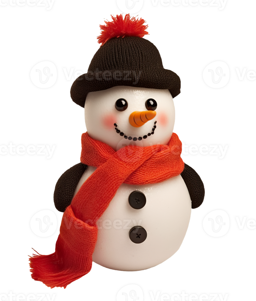 3d render of a snowman isolated on transparent background png