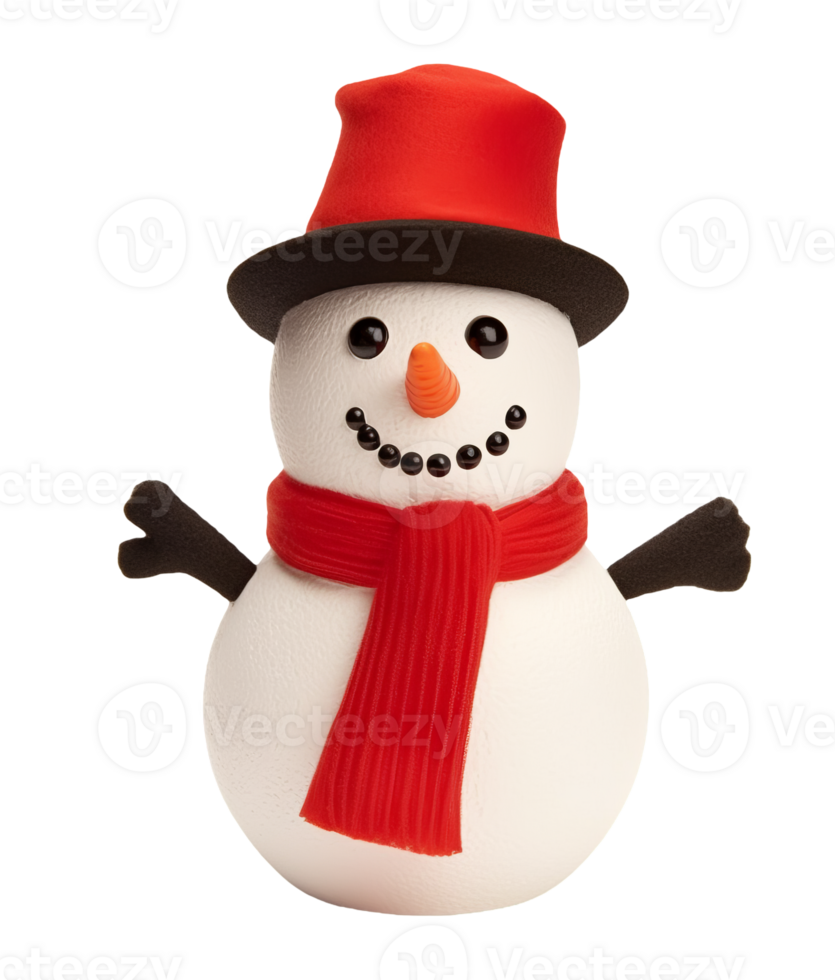 3d render of a snowman isolated on transparent background png