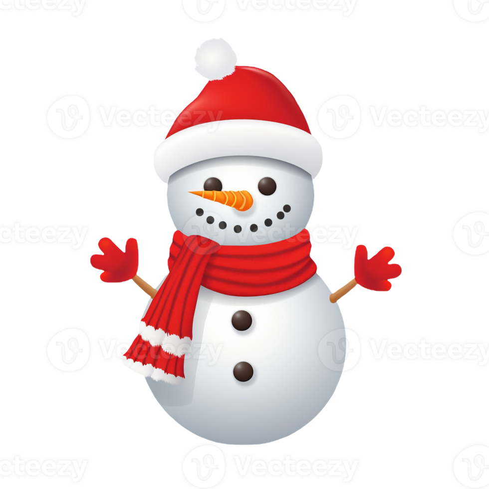 Cartoon of a snowman isolated on transparent background png
