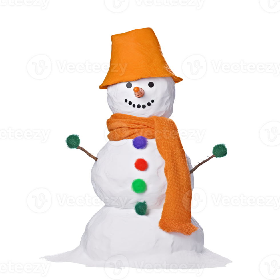 3d render of a snowman isolated on transparent background png