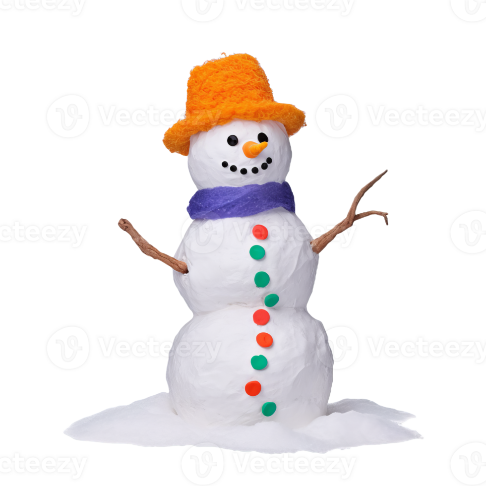 3d render of a snowman isolated on transparent background png