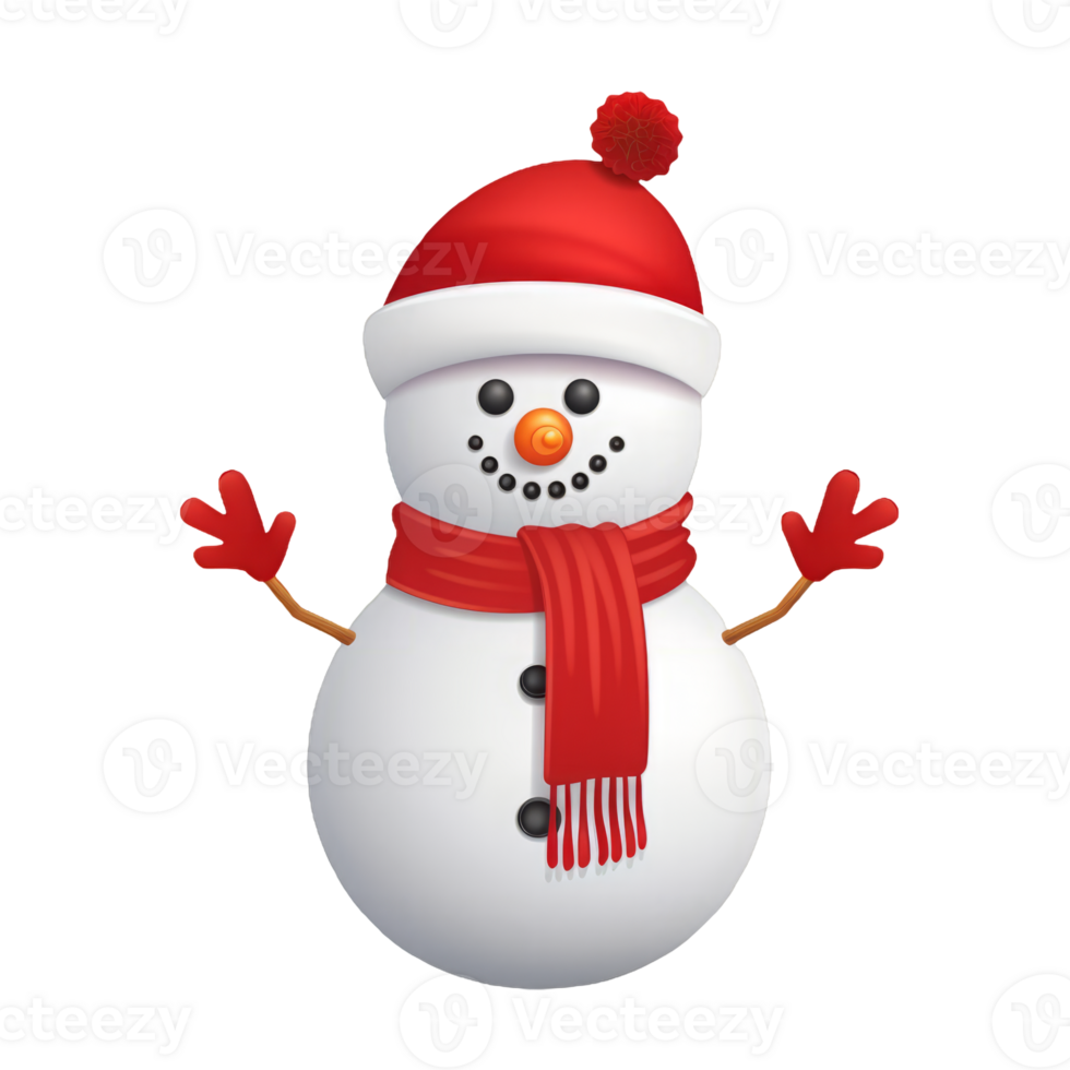 Cartoon of a snowman isolated on transparent background png