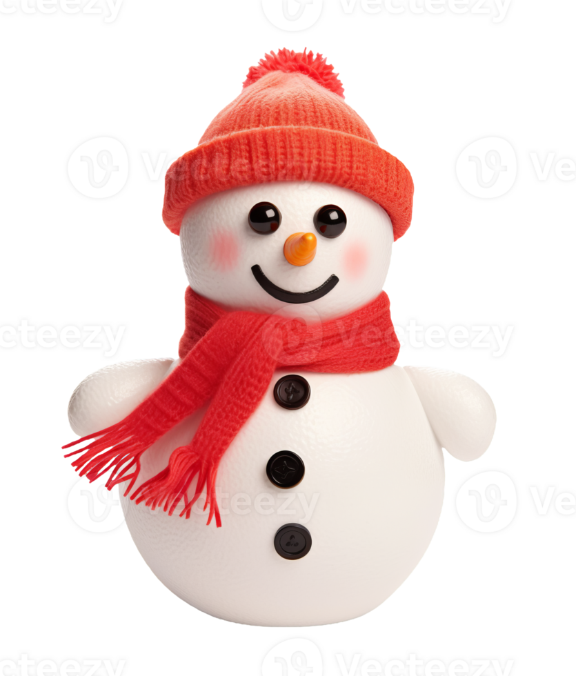 3d render of a snowman isolated on transparent background png