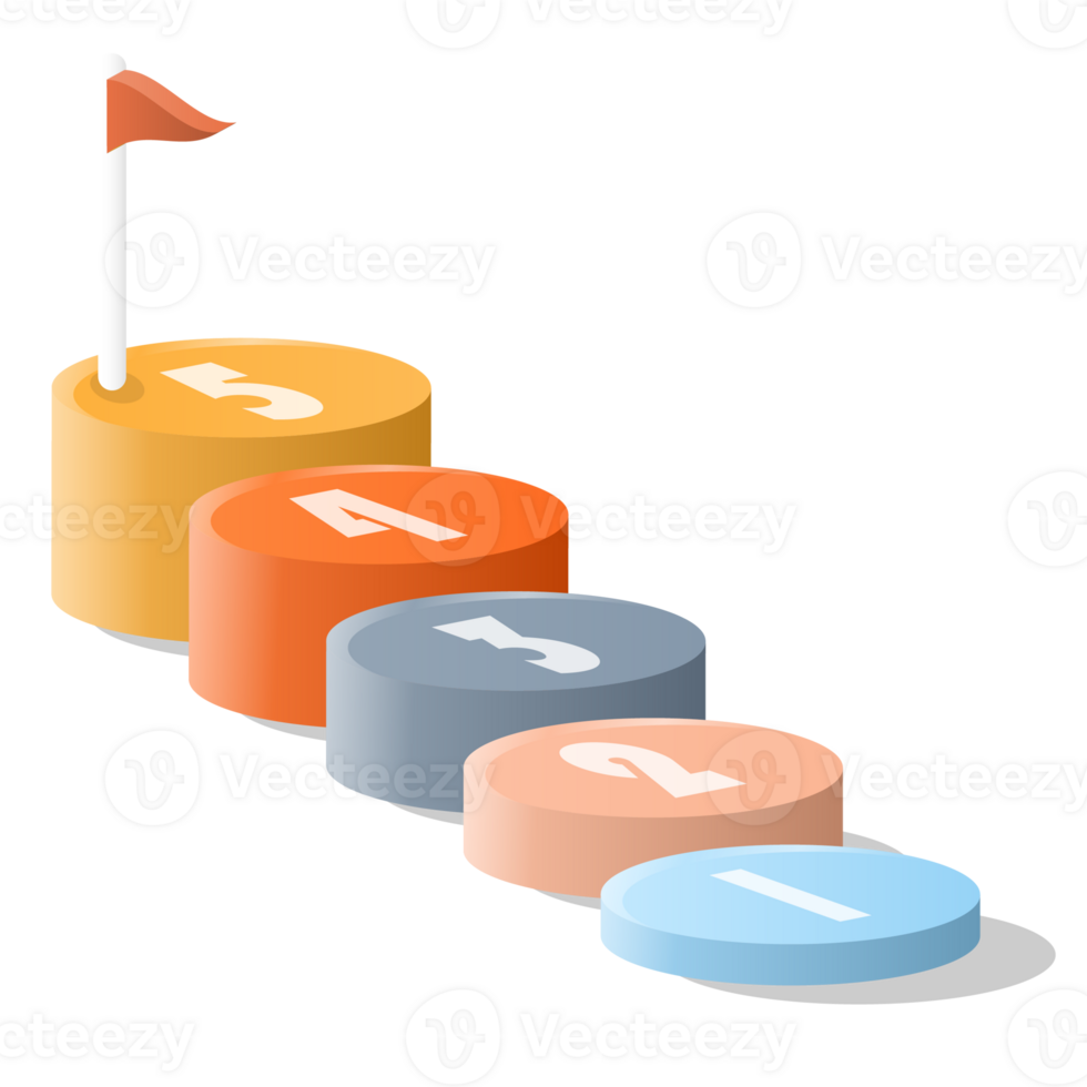 Bar chart circle 3d, Infographics elements diagram with 5 steps. png