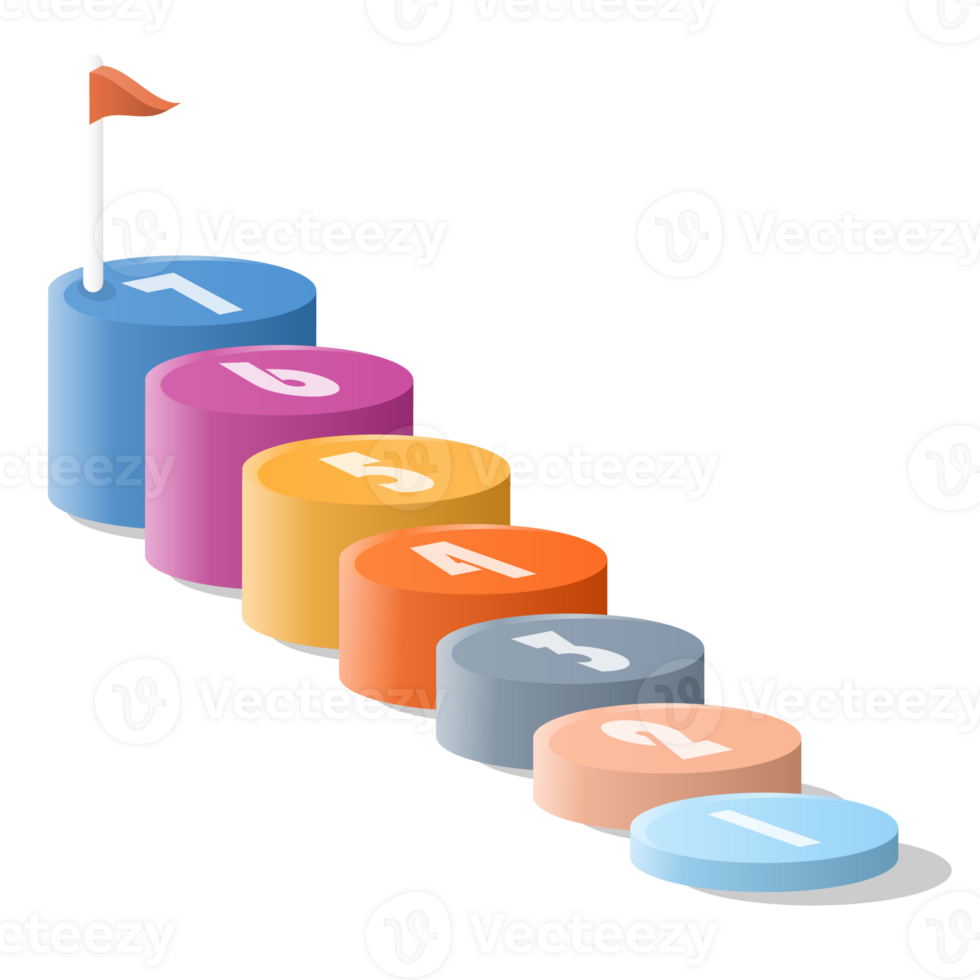 Bar chart circle 3d, Infographics elements diagram with 7 steps. png
