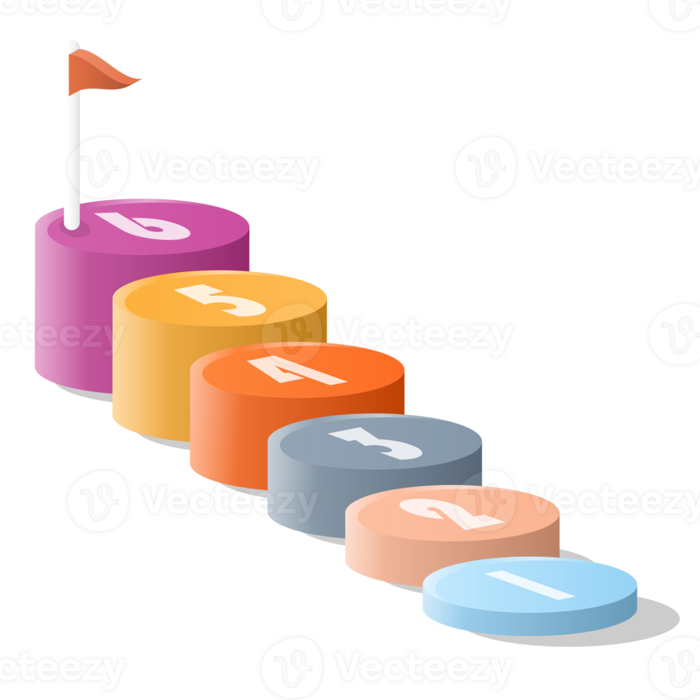 bar tabel cirkel 3d, infographics elementen diagram met 6 stappen. png