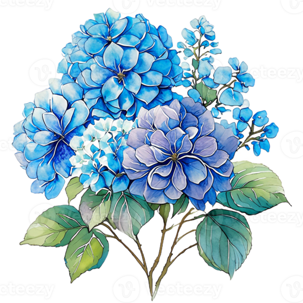 Hydrangea Flowers Bouquet Beautiful  AI Gererative png
