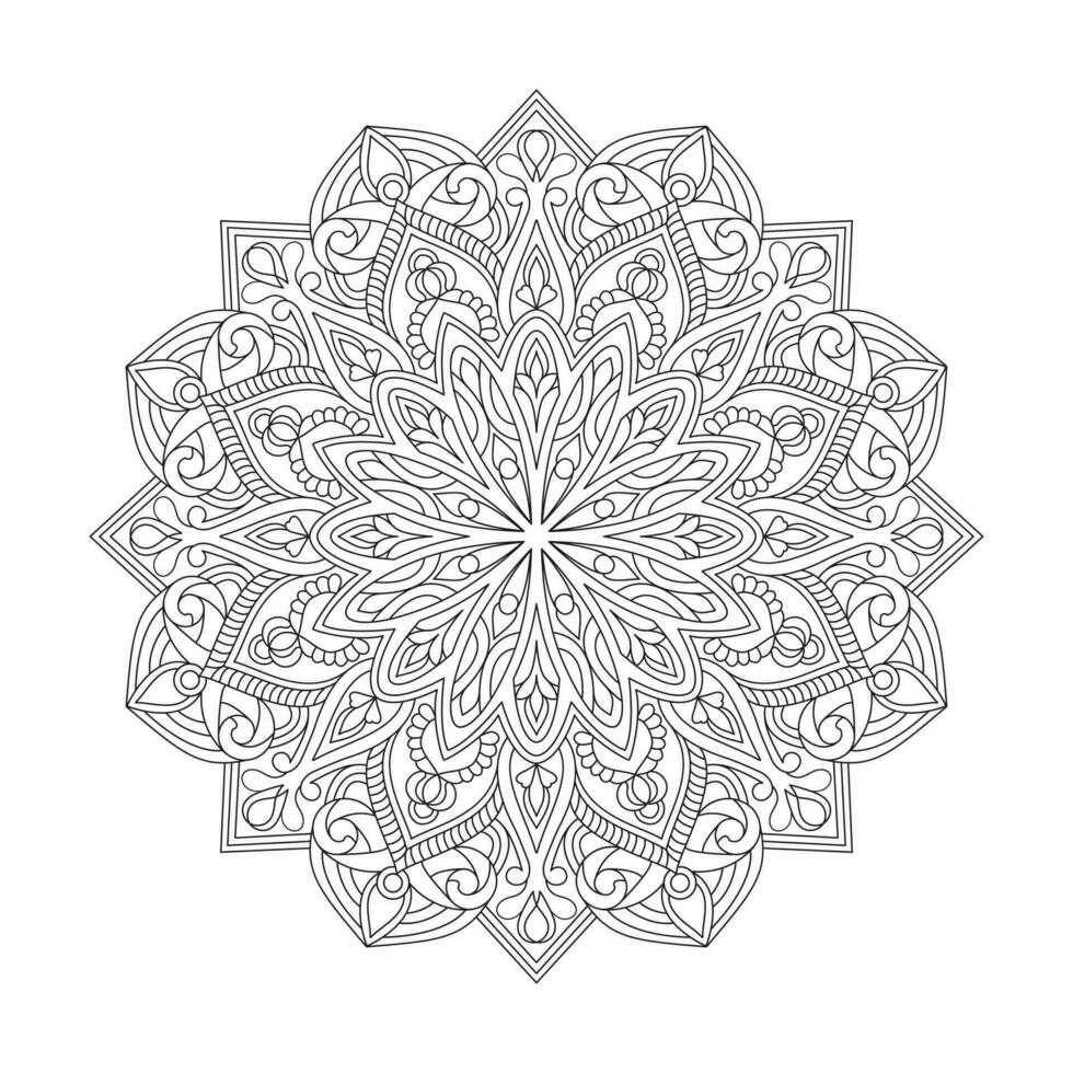 Adult Ethereal Tranquility mandala coloring book page for kdp book interior vector