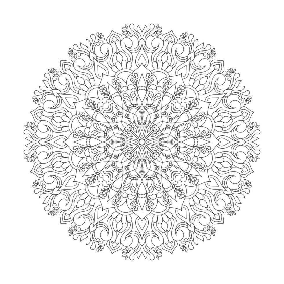 Mandala blissful Nature coloring book page for kdp book interior vector