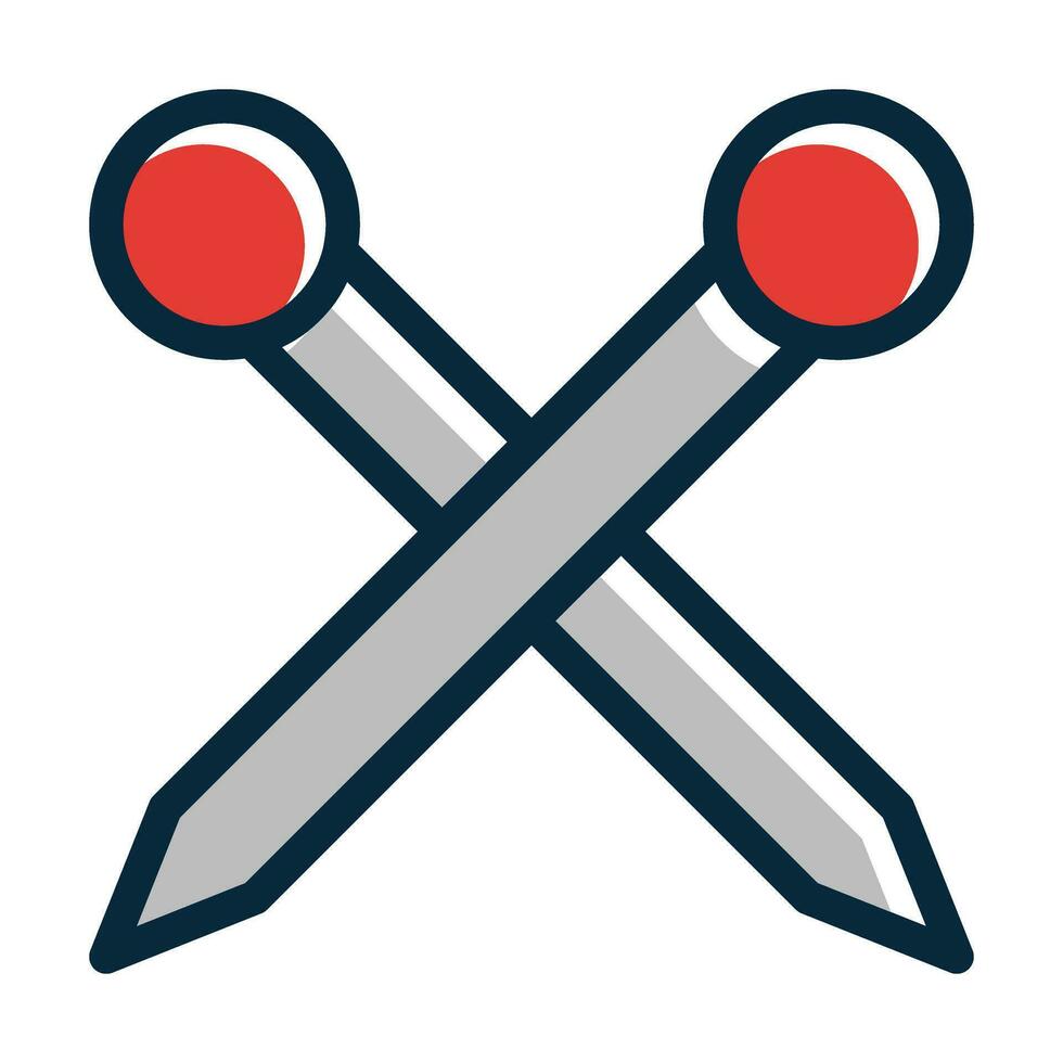 Knitting Needles Vector Thick Line Filled Dark Colors Icons For Personal And Commercial Use.