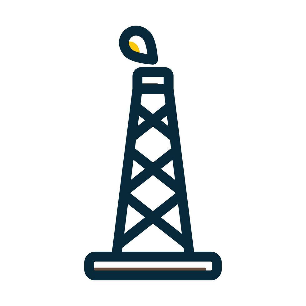 Oil Tower Vector Thick Line Filled Dark Colors Icons For Personal And Commercial Use.