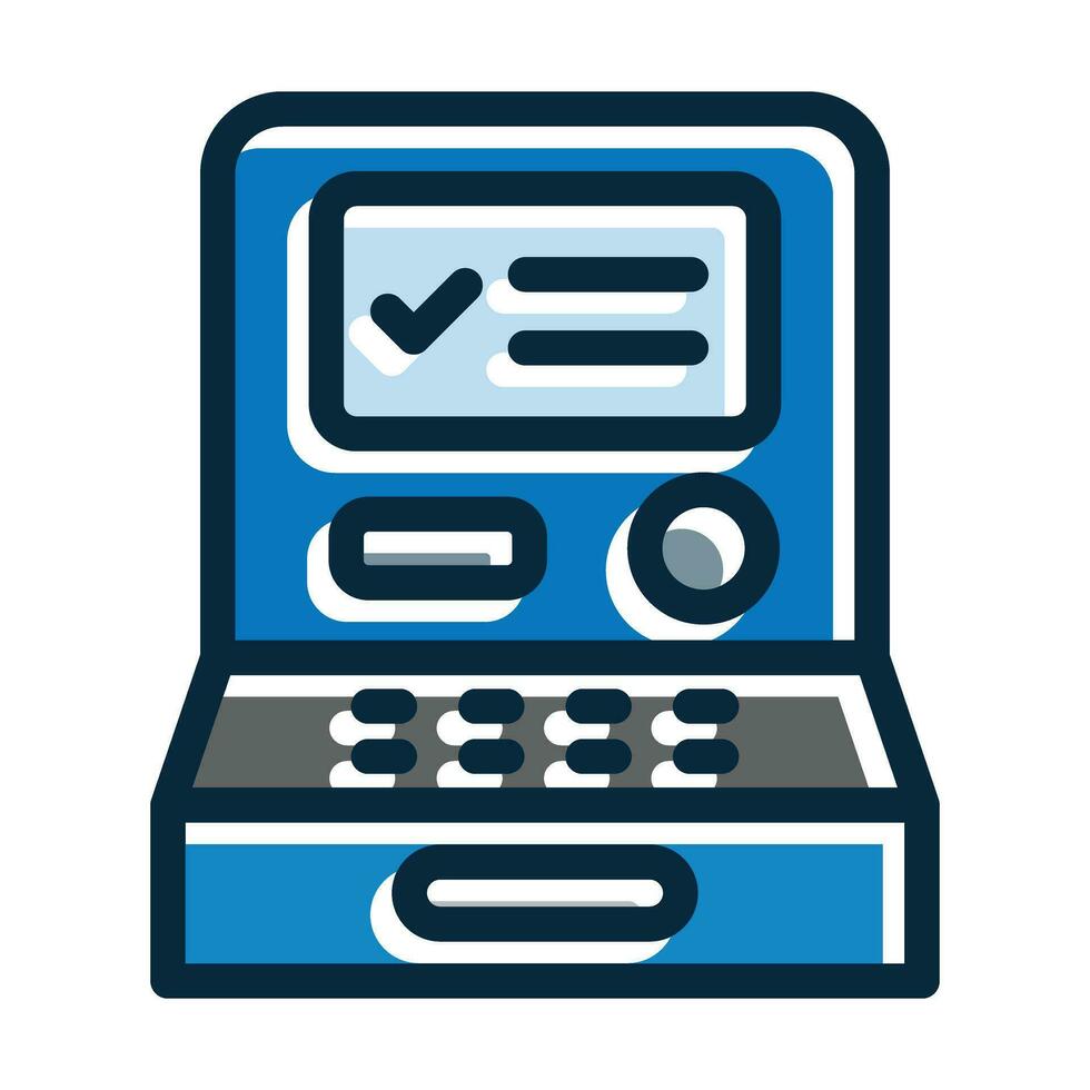 Atm Machine Vector Thick Line Filled Dark Colors Icons For Personal And Commercial Use.