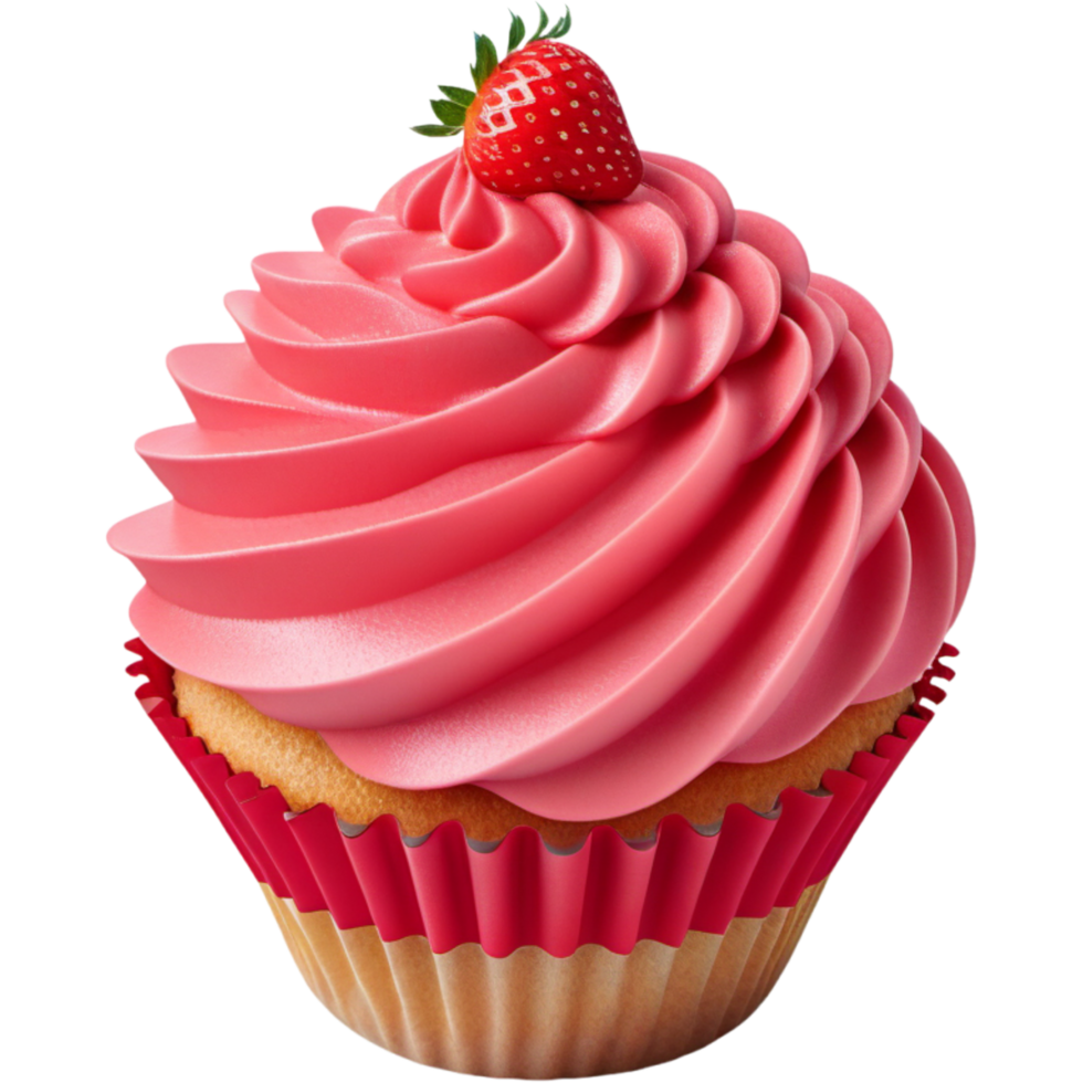 Sweet Strawberry Cupcake. AI Generative png