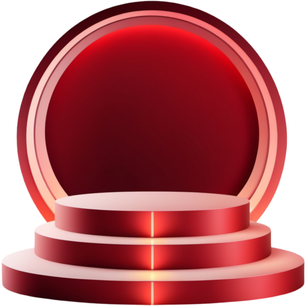 Red empty podium illuminated. AI Generative png