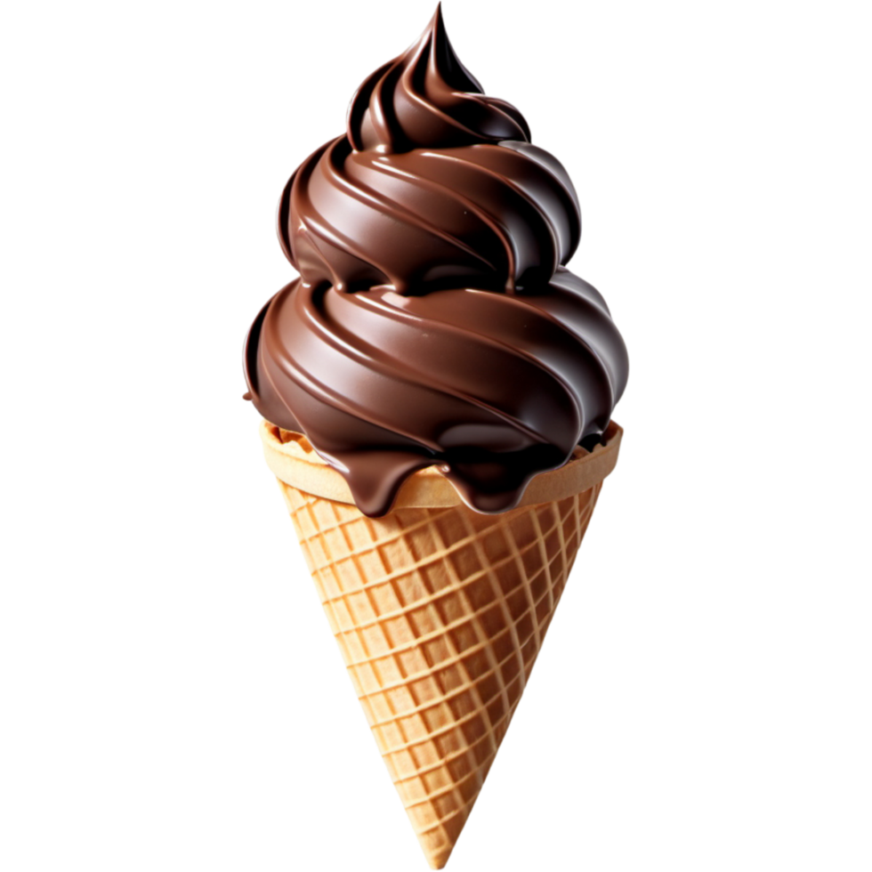 Waffle cone with chocolate ice cream. AI Generative png