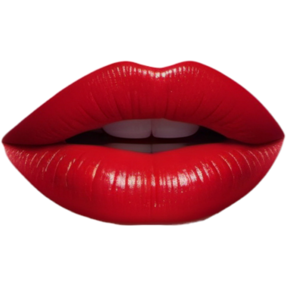 Female Lips with Gloss Red Lipstick. AI Generative png