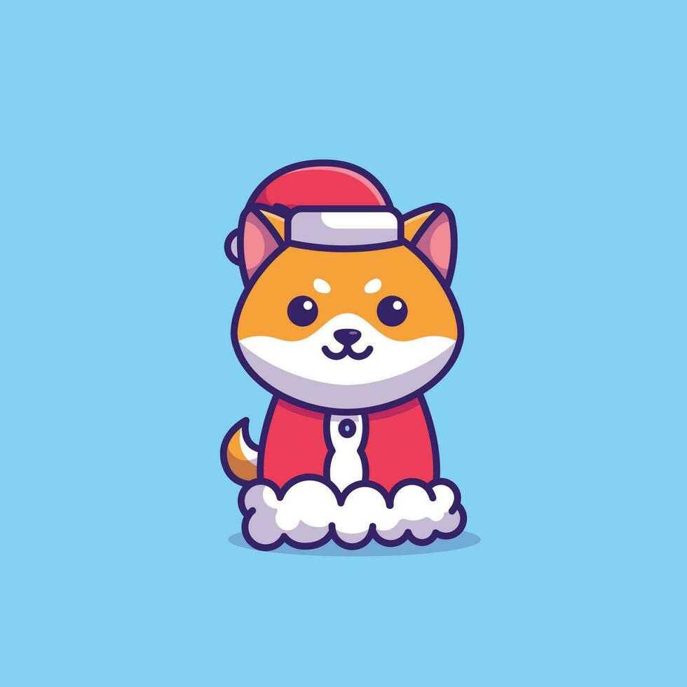 Cute shiba inu christmas costume simple cartoon vector illustration christmas concept icon isolated