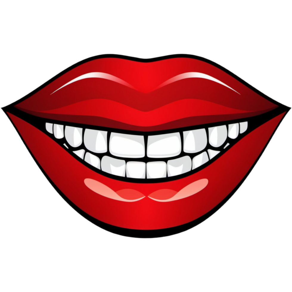 glimlach rood vrouw lippen en wit tanden. ai generatief png