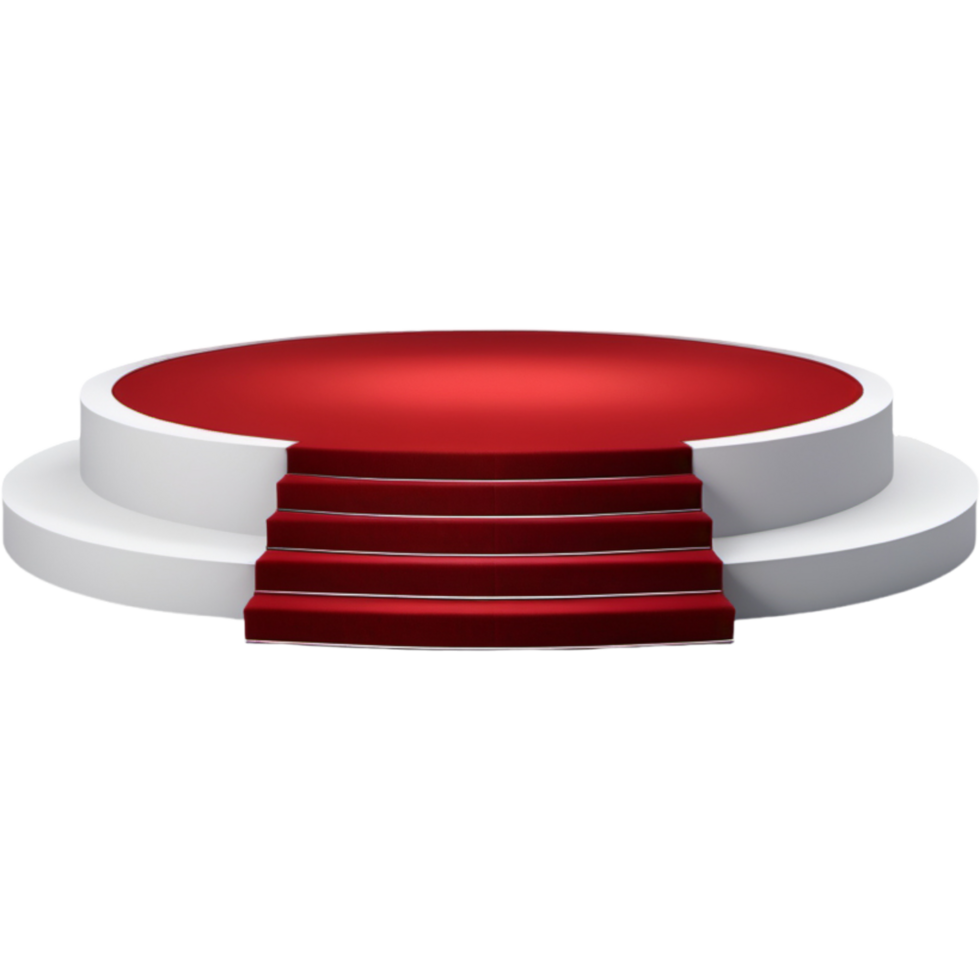 Realistic stage with red carpet. AI Generative png