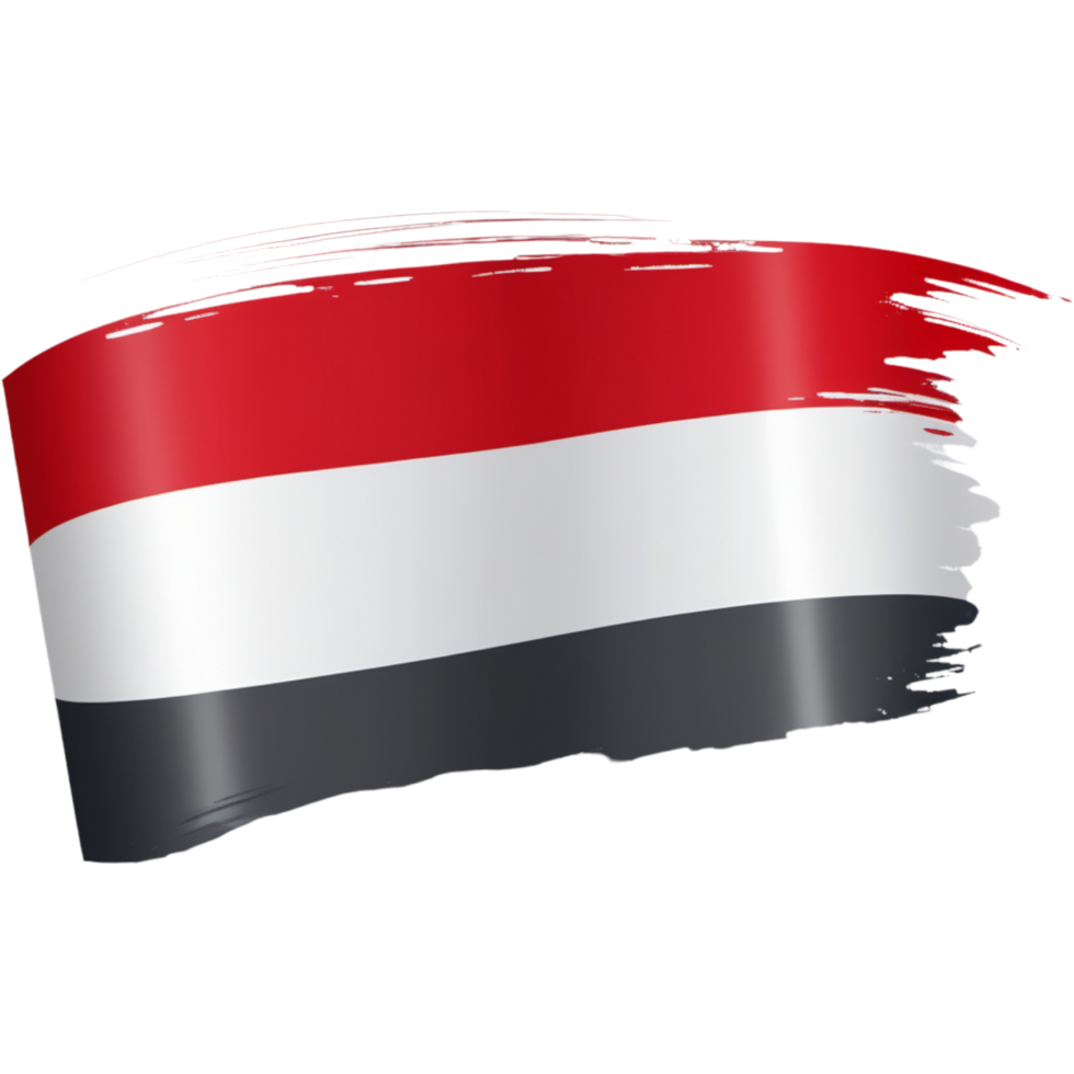 Brush stroke Yemen flag. AI Generative png