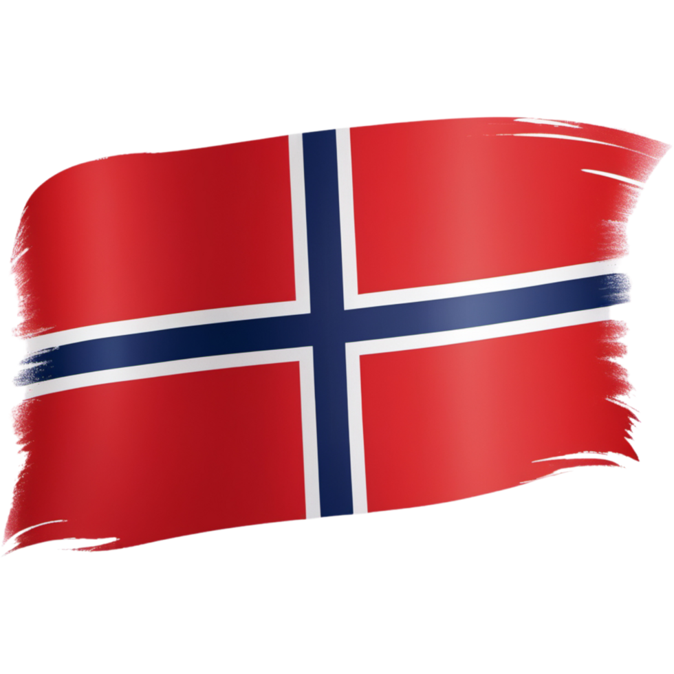 Brush stroke Norway flag. AI Generative png