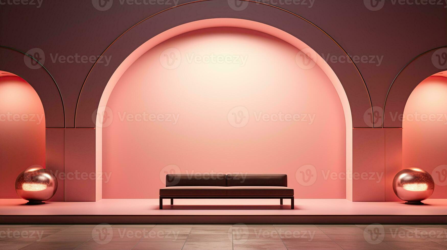 neon podium in bright psychedelic colors with backlighting. in y2k style.AI Generative photo