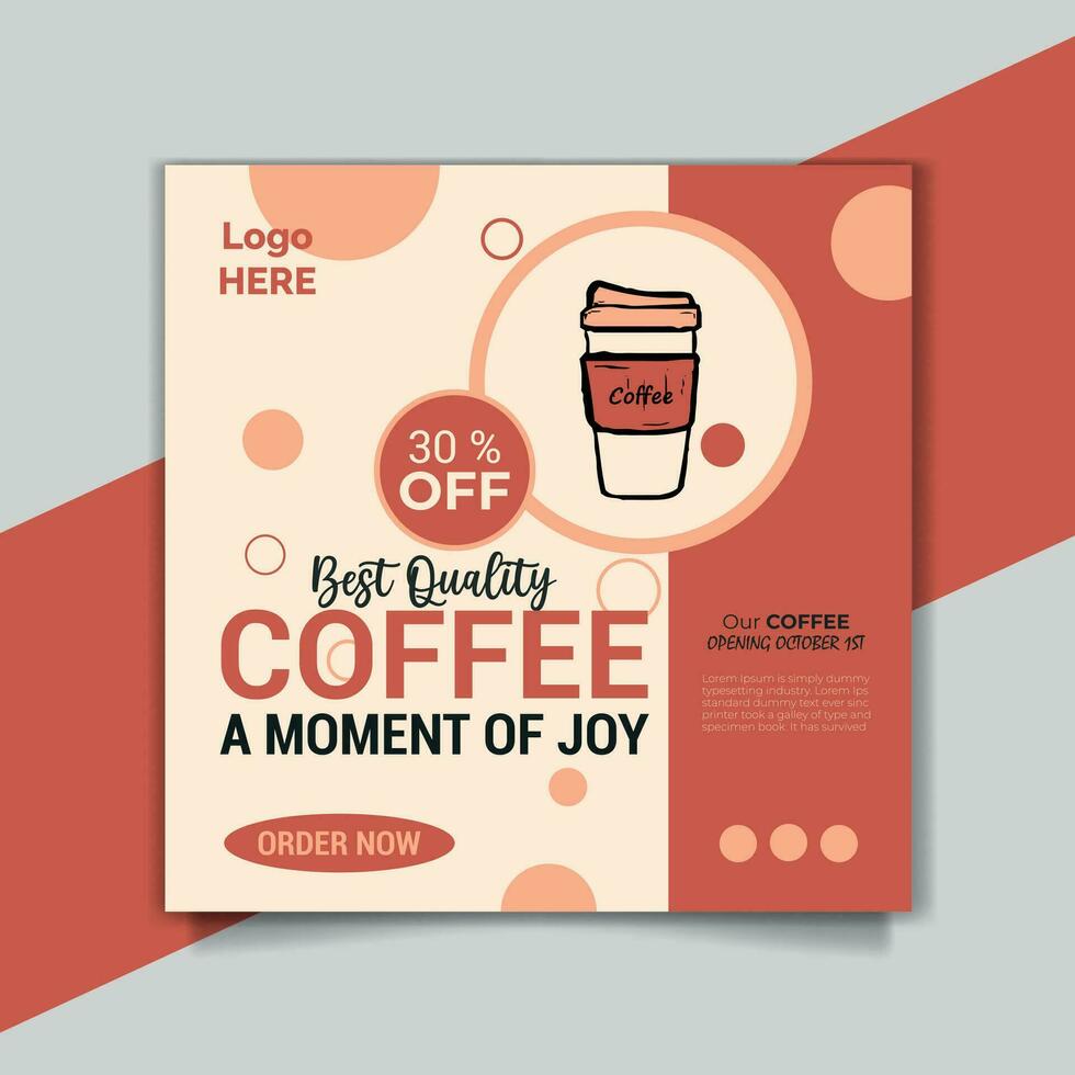 Coffee day social media post, Coffee Day social media post promotion banner ads and food restaurant square flyer or poster design vector