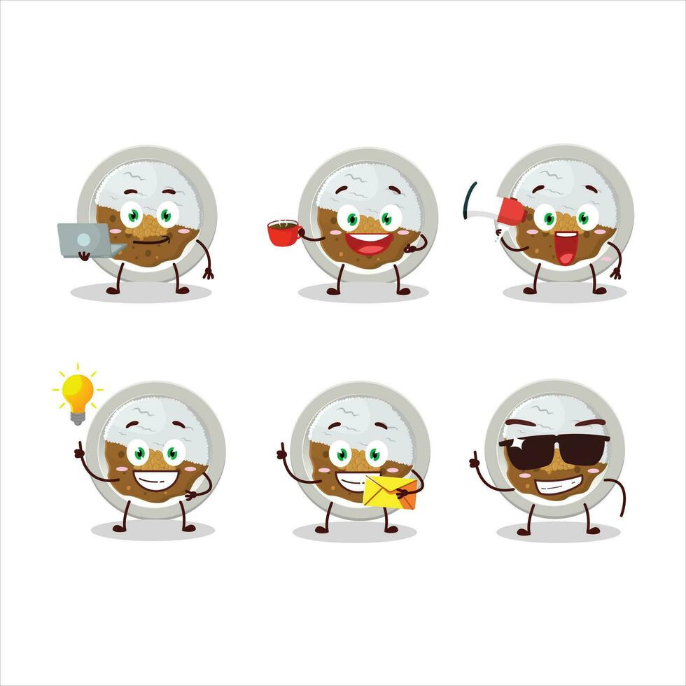 Coco ichibanya curry cartoon character with various types of business emoticons vector